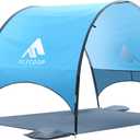 2026 Upgraded Beach Umbrella Canopy with UPF 50+ UV Protection, Portable Beach Tent for Sun, 360° Ventilation, 4 Sandbags, Dual Pockets, Stakes & Ropes, 90.5 * 59 * 53 inch for 3 People