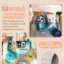 Shorogyt Compatible with iPhone 14 Pro Max Wallet Case with Card Holder - Designer Marble Pattern Kickstand Magnetic Clasp Back Flip Folio Leather Phone Covers Women Men Girls Cyan