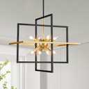 XINGQI 22" Rustic Geometric Pendant Lighting 8-Light Black and Gold Farmhouse Chandelier Ceiling Light Fixtures for Dining Room Living Room Kitchen Island Bedroom Hallway