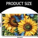 Sunflower and Blue Butterfly Indoor Door Mat for Entryway, 17x29.5 Inch, Floral Design Floor Doormat for Home Decor, Non-Slip Rug Mat for Living Room, Kitchen, Bedroom, Gifts for Garden Lovers