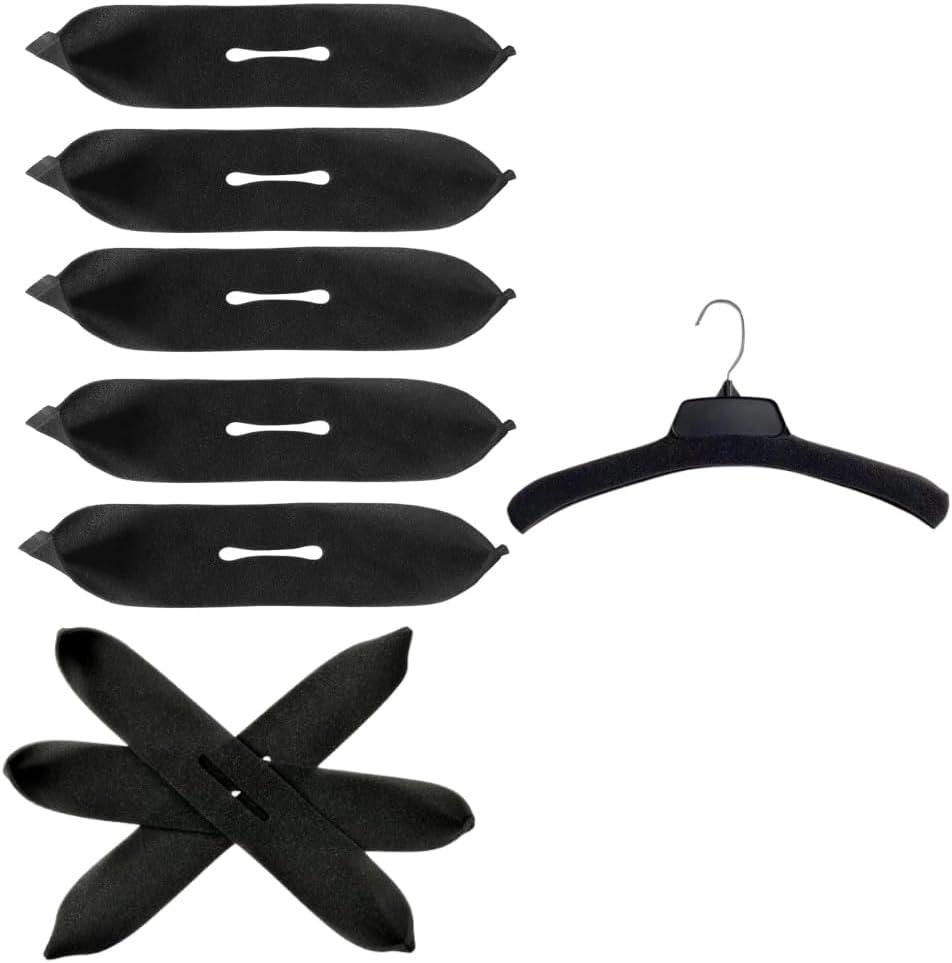 36 Pack Foam Pad Hanger Covers for 17 inch Hanger,No Slip Foam Protection Black Strips for Clothing,Sweaters Shirt Dress Pants