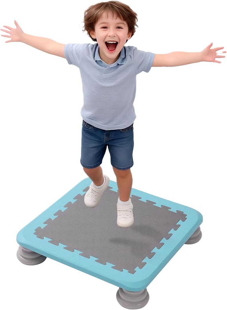Mini Trampoline for Kids, Indoor Rebounder Non-Slip Base, Sensory Trampoline for Autism Kids, Bounce Board for Sensory Integration Training, Outdoor Recreation, Max Load 220 lbs