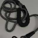 MayPaw Rope Dog Leash 3/4/5/6/7/8/10/12/15/20/30 FT, Heavy Duty Nylon Pet Leash, Soft Padded Handle Thick Lead Leashes for Large Medium Dogs (Black, 1/2" * 7')