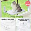 Zoratoo 2PC Cat Window Perch Cordless Foldable Cat Hammock Bed for Window with Metal Frame and Reversible Cover, Large Suction Cups Window Resting Seat for Indoor Cats (Cat Bed, M-2PC)