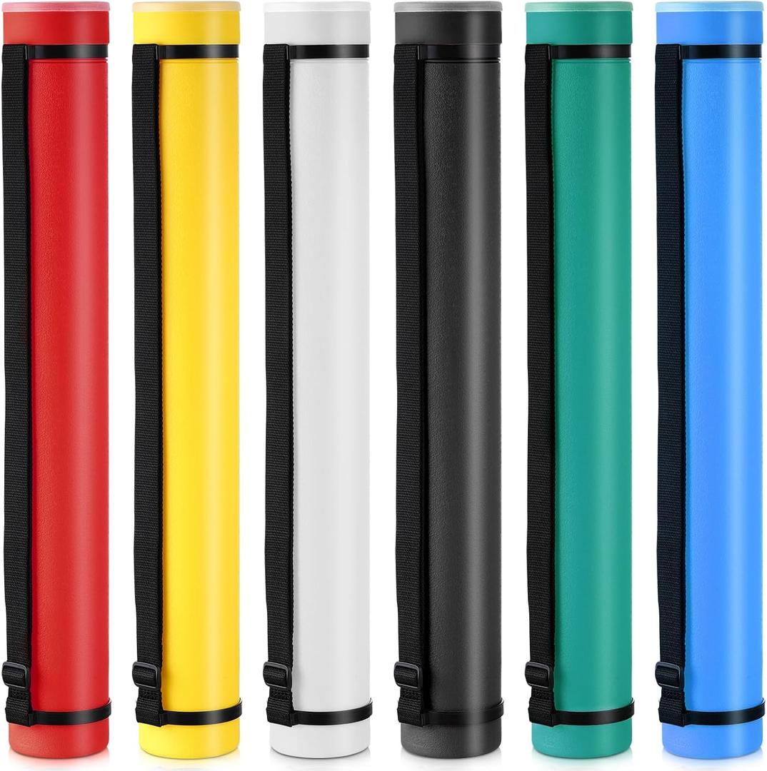 Yahenda 6 Pcs Expandable Blueprint Tubes Bulk Expand from 24" to 40" Poster Tube with Strap Storage Tubes with Cap Portable Round Carrying Case for Documents Blueprints Drawings Art(Neutral Color)