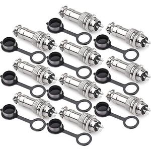 DIYhz GX16 4 Pins Panel Metal Mount Circular Metal Aviation Connector Adapter Male Female Plug Socket with Waterproof Cap (10 Pcs)