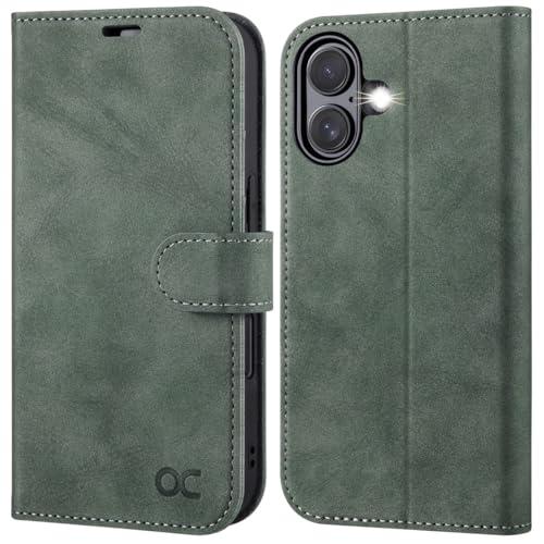 OCASE for iPhone 17 Wallet Case, PU Leather Flip Cover with Card Holder, RFID Blocking, Kickstand, Magnetic Closure, Protective Phone Case for iPhone 17 6.3-Inch 2025, Suede Grayish Green
