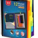 H4D 12 Pocket Poly Project Organizer, Spiral Multi Pocket Folder Organizer, Multi-Subject Folder Notebook, Letter Size (Primary Color)
