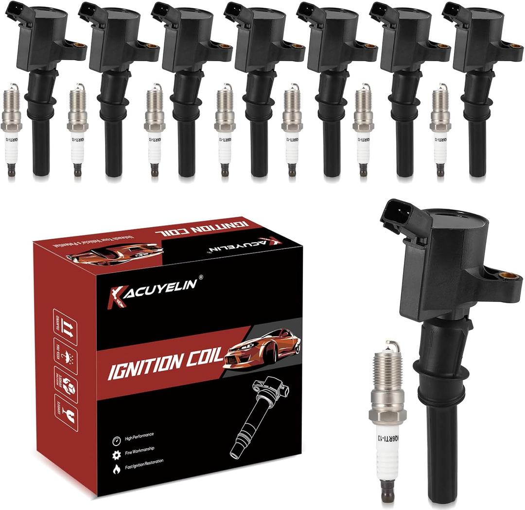 DG508 Ignition Coil Pack & Iridium Spark Plugs Compatible with Ford Mustang F150 F250 F350 E150 E250 Lincoln Mercury Expedition 4.6L 5.4L V8 1997-2011 DG508 Coil Pack Sets of 8