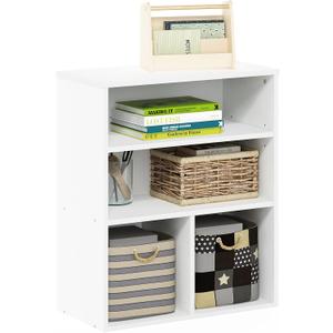 Furinno Pasir 3 Tier Display Bookcase, White, 3-Tier Wide