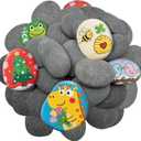 RITOLLO 26PCS River Rocks for Painting 2-3 Inch Flat Smooth Rocks to Paint Alphabet Natural Stones Bulk for Kids, Arts & Crafting Halloween Party Gift Fall Project