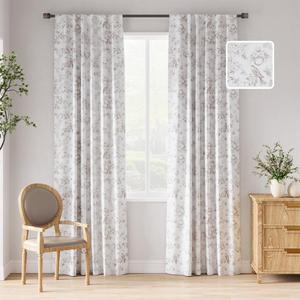 jinchan 95% Blackout Floral Curtains 84 Inches Long, Printed Flower Taupe Blackout Curtain for Bedroom Rod Pocket Back Tab Blackout Curtains Thermal Insulated Window Drapes, 2 Panels Taupe