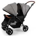 INFANS Double Stroller, Foldable Baby Tandem Stroller with Djustable Backrest Canopy Footrest, 5-Point Harness, Storage Basket, Convertible Compact Twin Stroller for Infants and Toddlers (Light Grey)