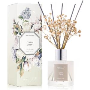 Airkeep Reed Diffuser Set,3.38 fl oz (100 ml) - Clean Linen Oil Diffusers with 8 Reed Sticks,Home Fragrance Reed Diffuser for Bathroom Shelf Decor