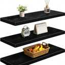 Vervida Floating Shelves, 35.4 inch Wall Mounted Rustic Wood Shelves for Bathroom, Bedroom, Living Room, Kitchen, Office, Hanging Shelf for Books/Storage/Decor(Black, Set of 3)