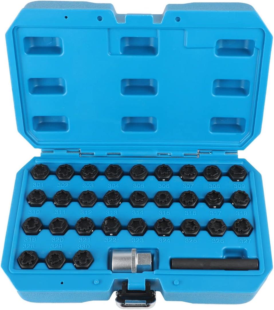 32 PCS Wheel Lock Removal Kit Compatible with Mercedes Benz, Wheel Lock Key Set Wheel Lock Lug Nut Removal Kit for Removing and Locking