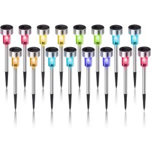 Dream Master Solar Lights Outdoor Waterproof, Stainless Steel LED Landscape Lighting, Solar Garden Lights, Outdoor Decorations for Yard, Pathway, Walkway, Patio, Lawn - 16 Pack (Multicolor)