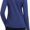 baleaf Women's Thermal Tops Long Sleeve Fleece Running Shirts Thumbhole Cold Weather Winter Gear Workout Base Layer (Medium, Navy Blue)