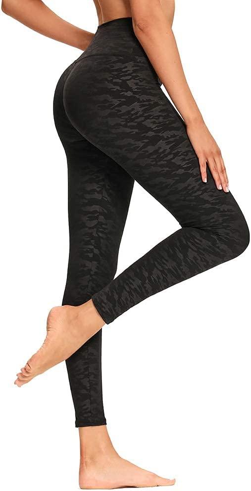 Wholesale High Waisted Black Camo Leggings Soft Slim Tummy Control Printed Pants Small-Medium