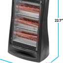 Comfort Zone Space Heaters for Indoor Use, Portable Electric Heater, Adjustable Thermostat, Infrared Heat, Quartz Tower Space Heater with 2 Heat Settings, Bedroom Heater, Black