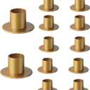 12 Pcs Brass Gold Taper Candle Holders Elegant Candlestick Set for Table Centerpieces, Festive Mantel Displays & Sophisticated Home Decor