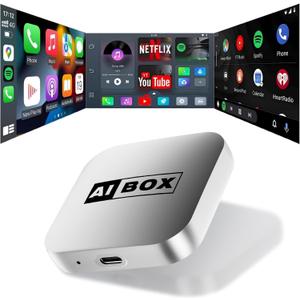 Al Box Wireless Carplay Adapter Supports iPhone & Android Auto 2026 Fast Car Video Box Plug and Play for Netflix/YouTube Screen Mirroring for Cars Over 2016