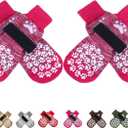 EXPAWLORER Anti Slip Dog Socks to Prevent Licking Paws, Dog Shoes for Hot Pavement, Dog Booties for Dogs, Traction Control Boots & Paw Protectors for Hardwood Floors (Medium (4 Count) Rose Pink)