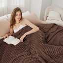 Bedsure GentleSoft Brown Fleece Blanket for Couch - Cozy Soft Blankets for Women, Cute Small Throws for Girls, 108x90 Inches