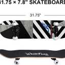 WhiteFang Skateboards for Beginners, Complete Skateboard 31 x 7.88, 7 Layer Canadian Maple Double Kick Concave Standard and Tricks Skateboards for Kids and Beginners
