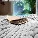 YnM 100% Cotton Weighted Blanket, Handmade Chunky Knitted Throw, No fillers Design, Soft and Breathable, Machine Washable Bed Blanket for Sleep or Home Decor (Lighte Grey, 60x80 Inch, 25lbs)