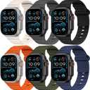 6 Pack Sport Bands for Apple Watch Ultra/3/2 Band 49mm 46mm 45mm 44mm 42mm 41mm 40mm 38mm iWatch Bands for Men Women,Waterproof Silicone Strap Wristband for Apple Watch Series 11 10 9 8 7 6 5 4 SE 3/2