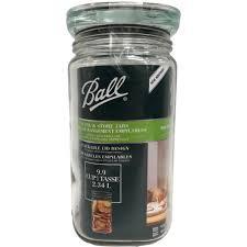 Ball Wide Mouth Mason Jar 9.9 Cup (1 Pack) With M.E.M Wooden Storage Lid for Storage, Grains, Herbs, Pasta, Coffee, Cookies