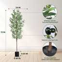 Artificial Olive Tree, 6FT Tall Faux Olive Trees 72in Outdoor Fake Potted Silk Plant with Trunk and Realistic 648 Leaves and 24 Fruits for Modern Office Home Decor Indoor1pack