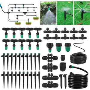 Leak-Proof Drip Irrigation Kit,Quick Connect Irrigation System,2025 New Lock Barbed Garden Watering System with 1/4 inch 1/2 inch Irrigation Tubing Hose for Garden,Raised Garden Bed, Lawn