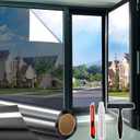 One Way Window Privacy Film See Out Not in, Window Tint for Home, Reflective Mirror Glass Windows Coverings Sun Heat UV Blocking, Black-Silver, 23.6 Inch x 157.4"