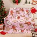 Ultra Soft Pink Blanket Pink Decor Pastel Gifts for Girl Gingerbread Candy Cane Reversible Cozy Knit Throw Blanket Halloween Christmas for Home Sofa Bed 50x60 Inch