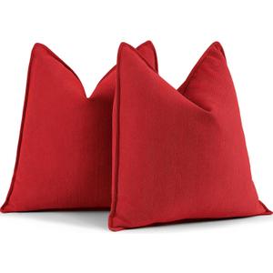 ZWJD Red Pillow Covers 18x18 Set of 2 Chenille Throw Red Pillows Cushion Covers with Elegant Design Soft and Luxurious Decorative Pillows for Couch, Bed, and Home Decor