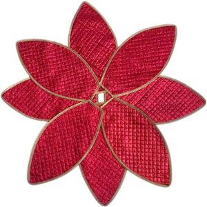 24 Inch Red Poinsettia Small Christmas Tree Skirts Glitter Xmas Tree Holiday Plush Tree Carpet Ornaments Decor