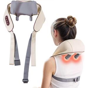 Shoulder Massager, Portable Rechargeable 6D Shiatsu Neck and Shoulder Massager with Heat, Deep Tissue Back Massager for Pain Relief & Relaxation (Ivory White)