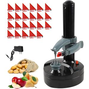 Electric Potato Peeler with 23 Replacement Blades Rotato Express Stainless Steel Automatic Rotating Fruits Fruit Potato Peeler Vegetables Cutter Apple Paring Machine Kitchen Peeling Tool (Black)