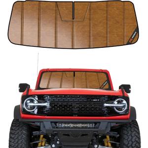 Windshield Sun Shade for Ford Bronco 2021-2026, Custom Fit Front Window Sunshade - Leather