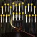 Christmas Decorations, 24PCS Floating Candles with Wand, Hanging Candles with Remote Wand, Warmwhite Flickering Flameless Magic Floating Candle Lights for Halloween Christmas Party