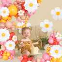168Pcs Daisy Balloon Arch Garland Kit, Mothers Day Pastel Pink Orange Yellow Confetti Daisy Flower Balloons for Two Groovy One Birthday Floral Boho Girl Baby Shower Wedding Hippie Party Decorations