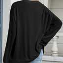 CHICGAL Sweatshirt for Women Long Sleeve Shirts Crewneck Color Block Loose Fit Pullover Fall Tops (Black, XL)