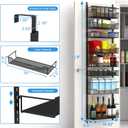 Over the Door Pantry Organizer, 8-Tier Over the Door Organizer with Adjustable Basket, Pantry Door Organization for Pantry Kitchen Storage Room Spice Rack, Black