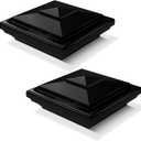 VIVIDA 4" Vinyl Fence Post Cap (Actual 4" x 4"), New England Pyramid Style, PVC Square Fence Top Cover, for Vinyl Post, Mailboxes & Decks, Black, 2 Pack