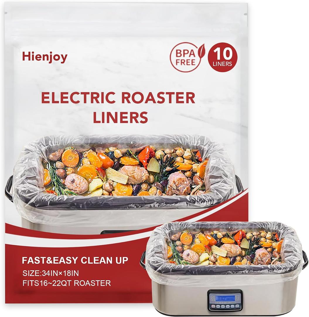 Electric Roaster Liners(10 Liners), 18" x 34" Disposable Roaster Liners Fit 16, 18, 22 Quart Roasters Cooking Bags for Instant Cleanup