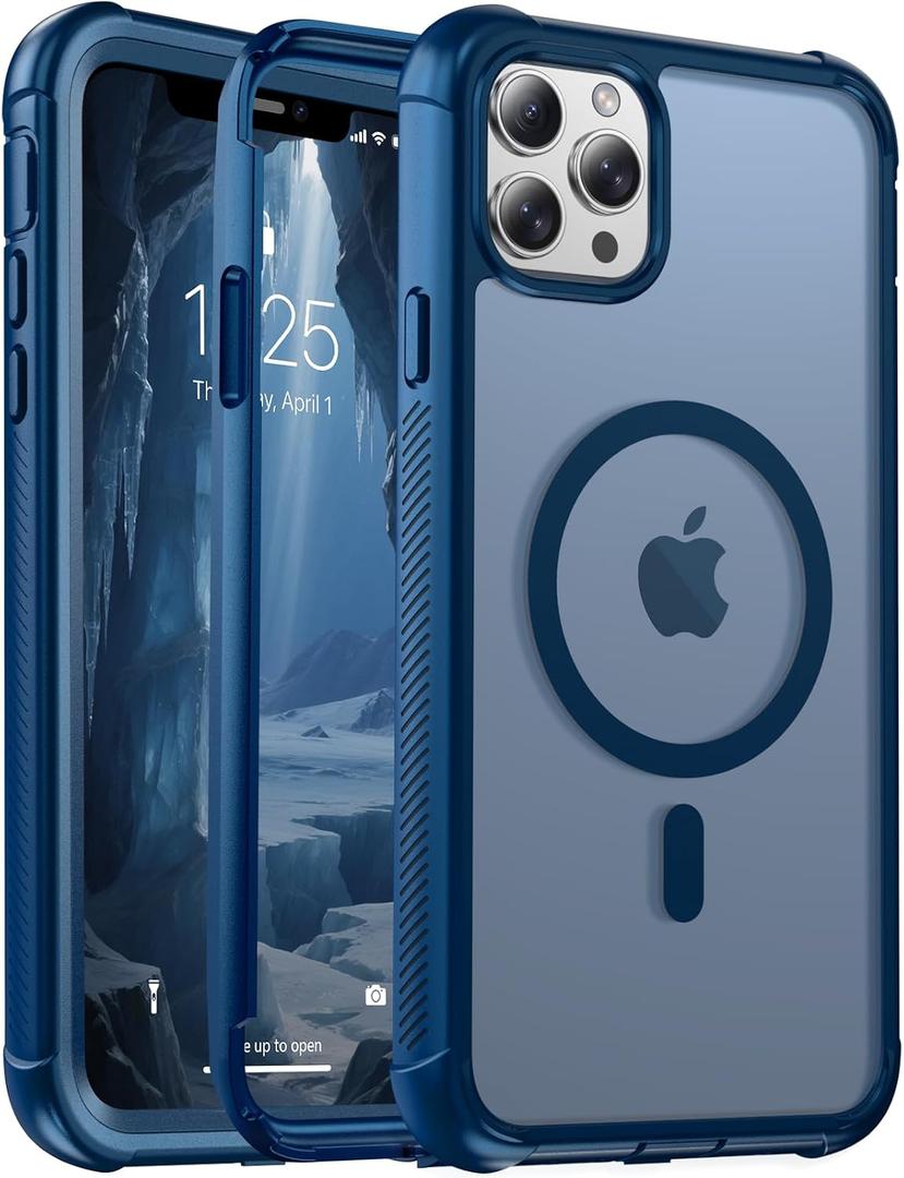 jaroco Magnetic for iPhone 11 Pro Max Case, [Compatible with MagSafe][Military Grade Drop Protection][Heavy Duty Protection][Non-Slip][Shockproof] 2-Layer Durable Bumper Phone Case 6.5''-Deep Blue