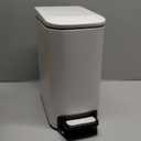 TIPGO Slim Bathroom Trash Can with Lid Soft Close, Step Pedal, 6 Liter / 1.6 Gallon Stainless Steel Trash Bin, Small Garbage Cans for Bedroom, Office, Kitchen (White)