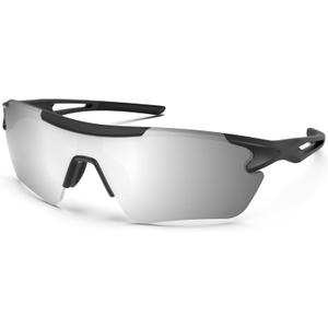 BEACOOL Polarized Sports Sunglasses for Men Women Youth Baseball Cycling Running Driving Fishing Golf TAC Glasses UV400 (Black Silver-7163)